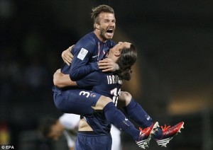 Becks and Zlatan in a loving embrace